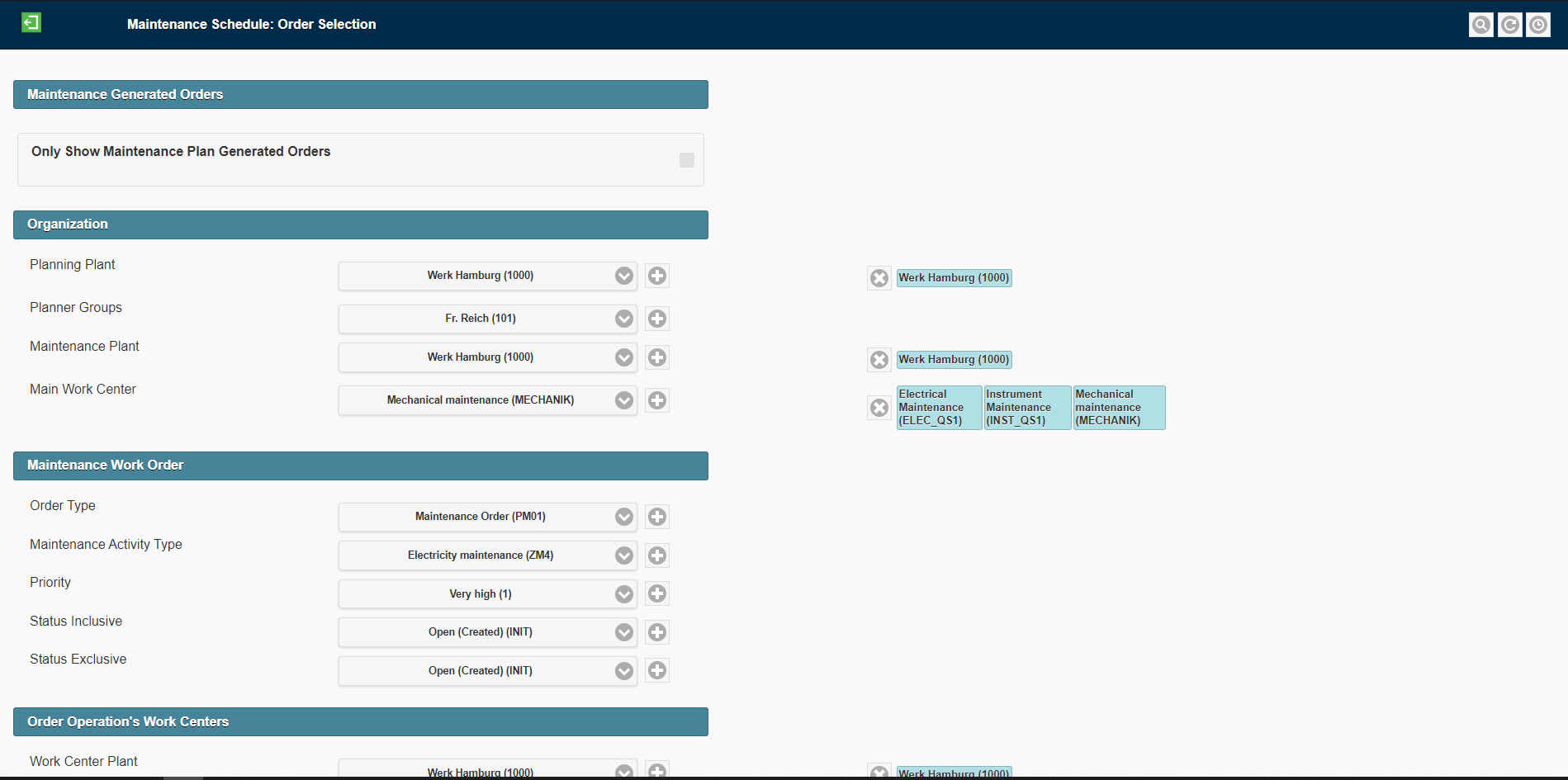 Planning and Scheduling app Screen 1