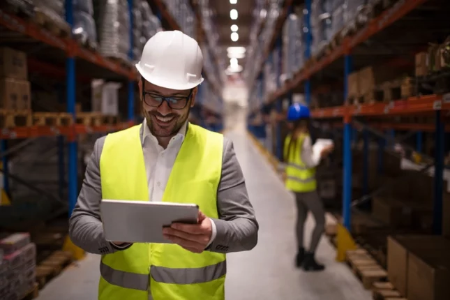 worker using Mobile tab