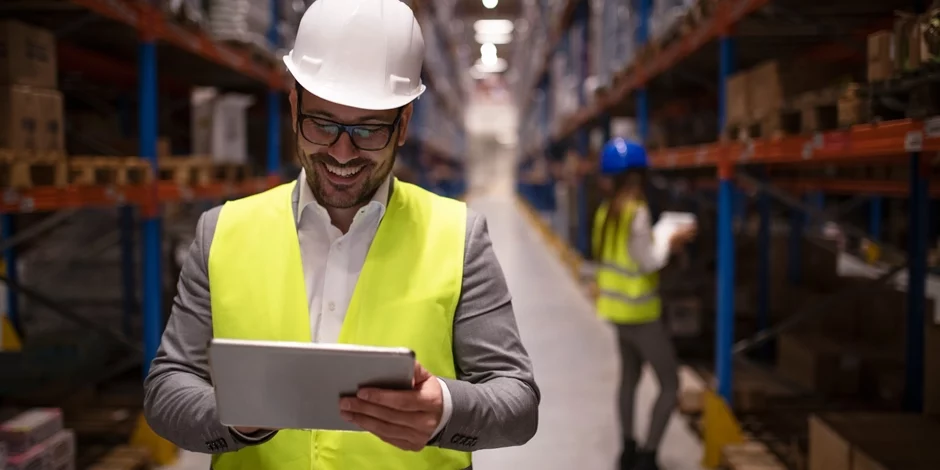 worker using Mobile tab